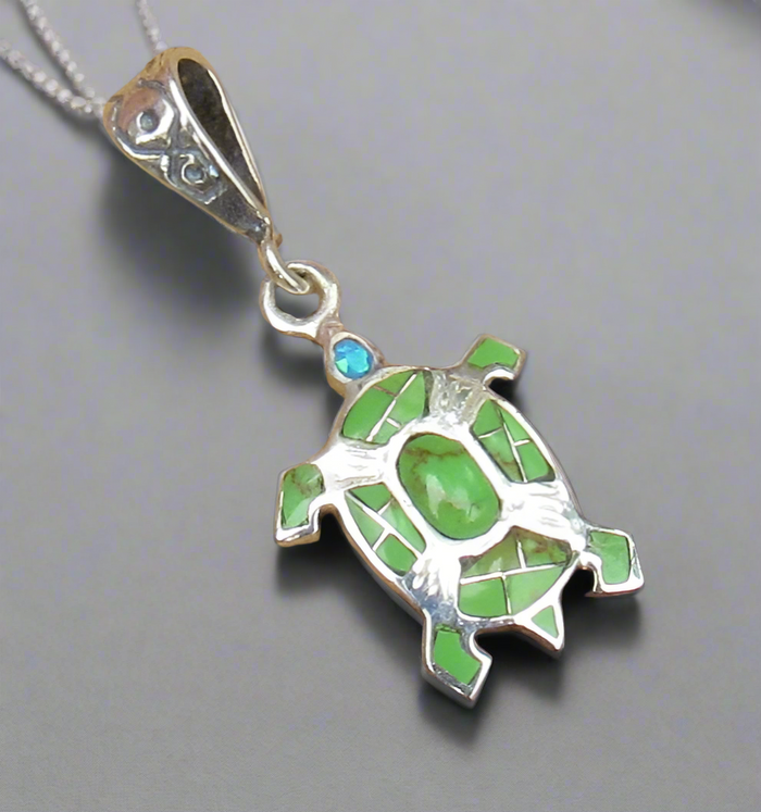 Sterling Silver Gaspite and Opal Turtle Pendant STSP0038