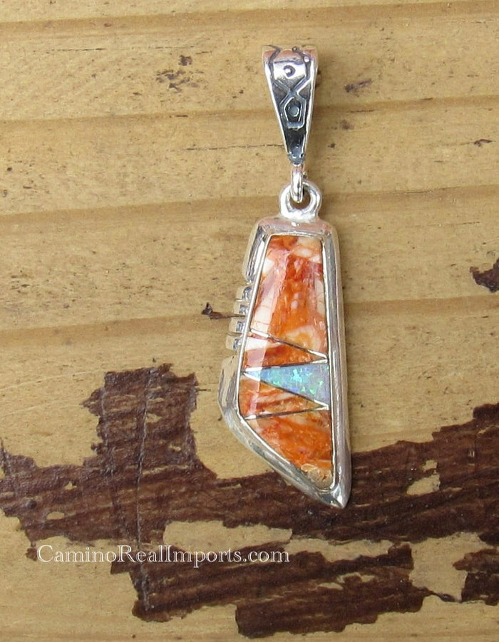 Sterling Silver Spiny Oyster and Opal Pendant STSP0040