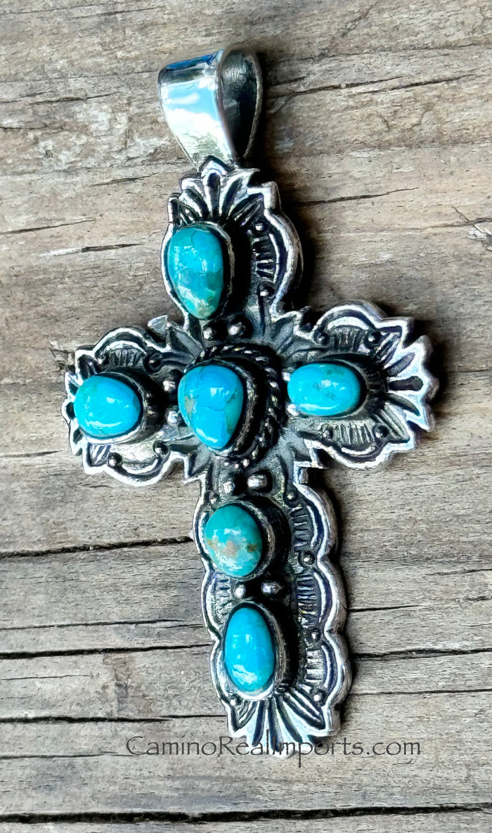 Sterling Silver Turquoise Cross Pendant SSPC2001