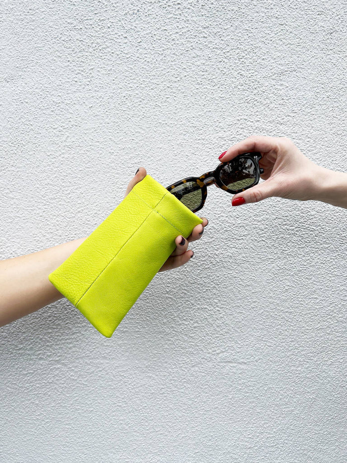 Sunglasses Case in Chartreuse Leather