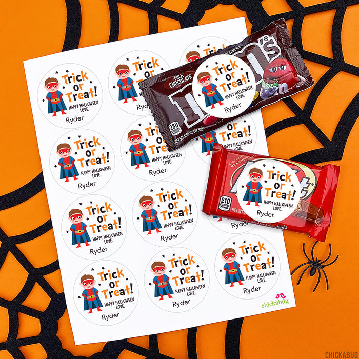 SuperKid Halloween Stickers - Brown Hair