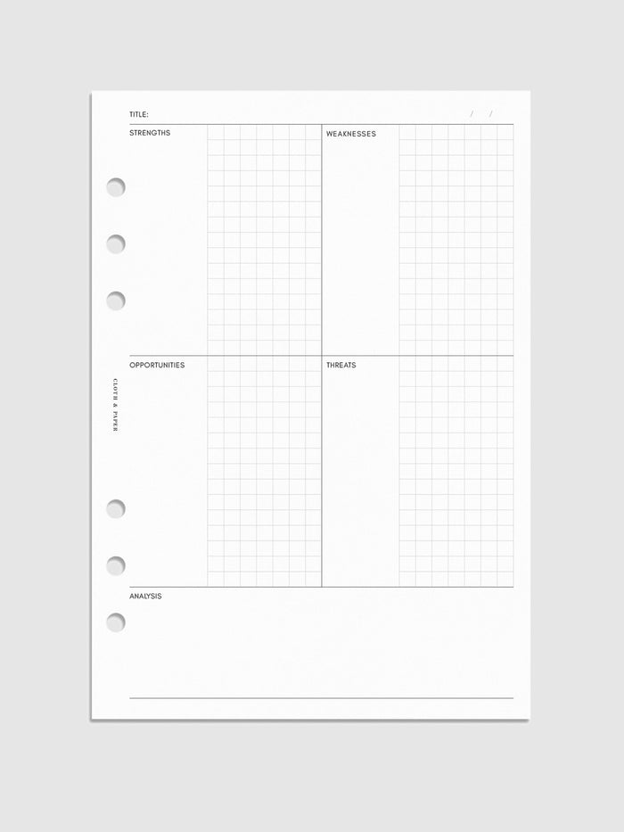 SWOT Analysis Planner Inserts | Refreshed Layout