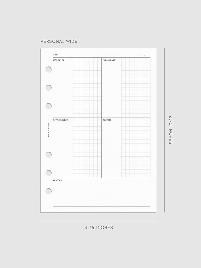 SWOT Analysis Planner Inserts | Refreshed Layout