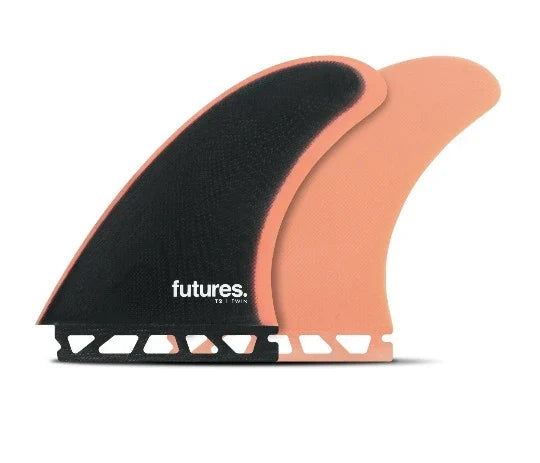 Futures T2 FG Twin fiberglass twin fins in black and pink