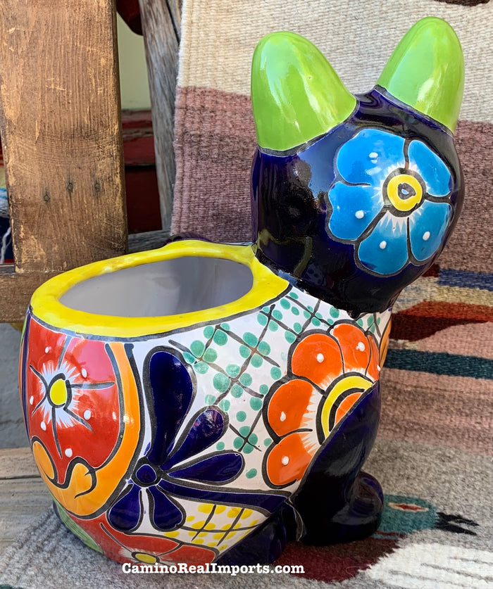 Talavera Cat Flower Pot Planter TCTP014