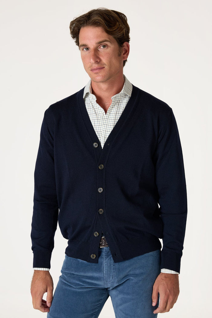 The Cardigan Merino Azul Marino