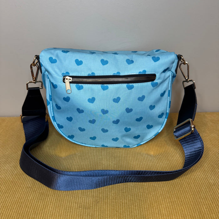 The Roni Nylon Crossbody - Light Blue Hearts