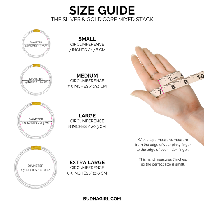 The Silver & Gold Core Mixed Stack | Bangles, Bracelets, Jewelry | BuDhaGirl