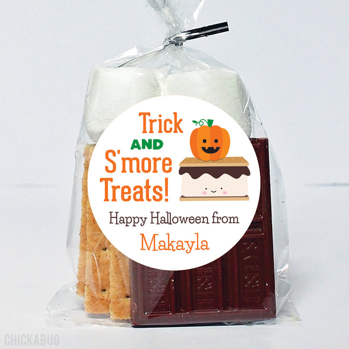 "Trick and S'More Treats" Halloween Stickers