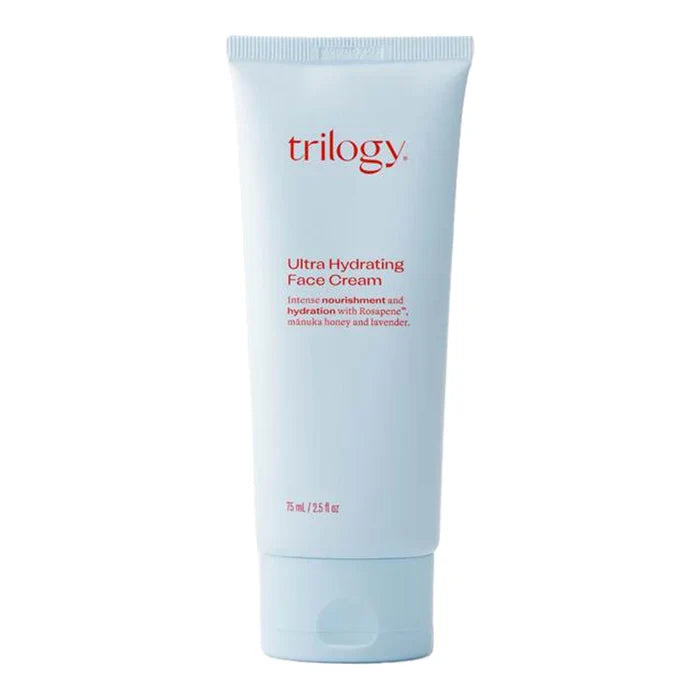 Trilogy Ultra Hydrating Face Cream tube on a white background
