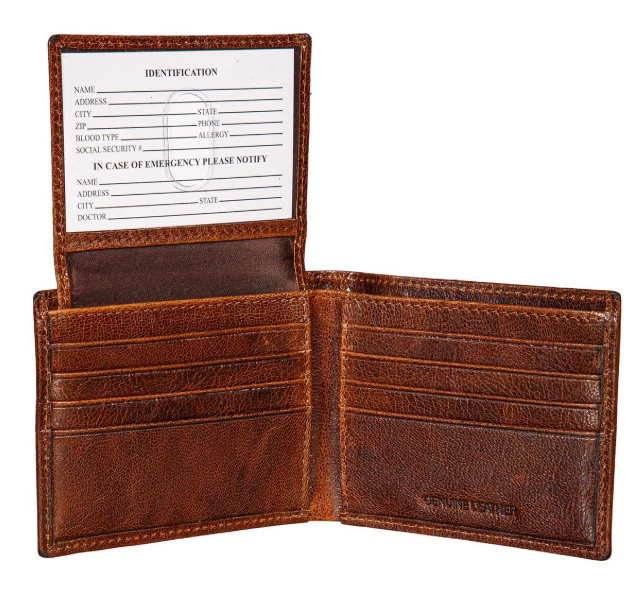 University of Texas Tumbled Leather Passcase Bi-Fold Wallet