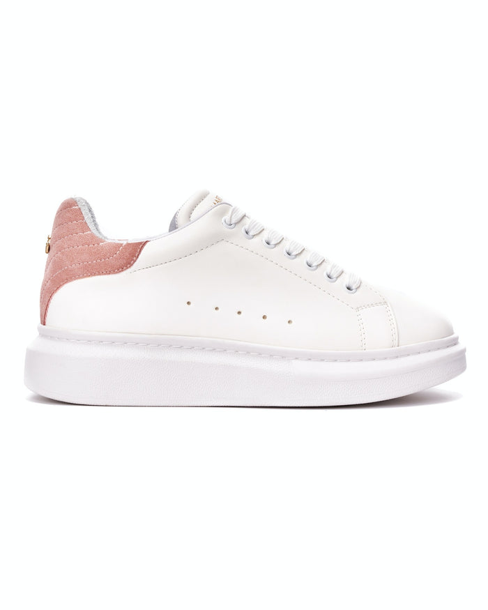 V-Harmony Women's White Shoes with Salmon Heel Tab