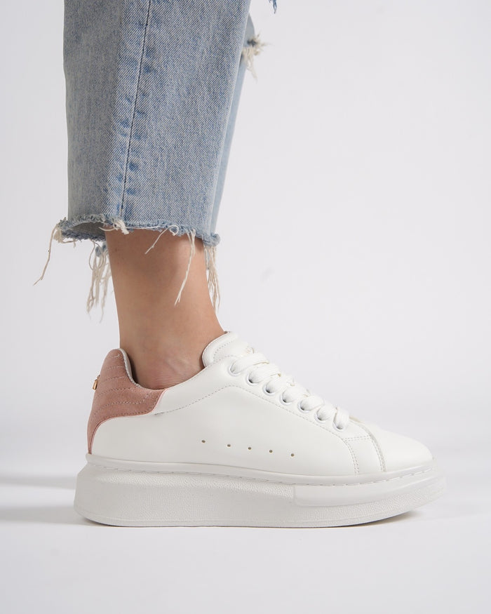 V-Harmony Women's White Shoes with Salmon Heel Tab (7)