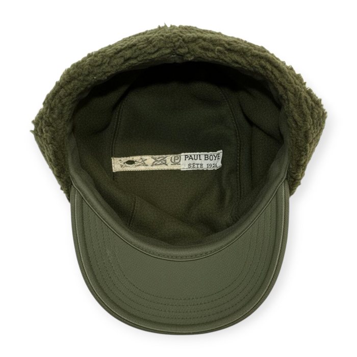 Vintage Paul Boye French Olive Green Winter Pile Cap Hat
