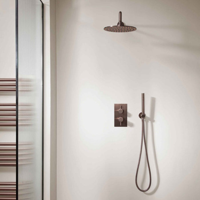 VOS Round Water Outlet with Slim Hand Shower - Brushed Bronze Showers JTP