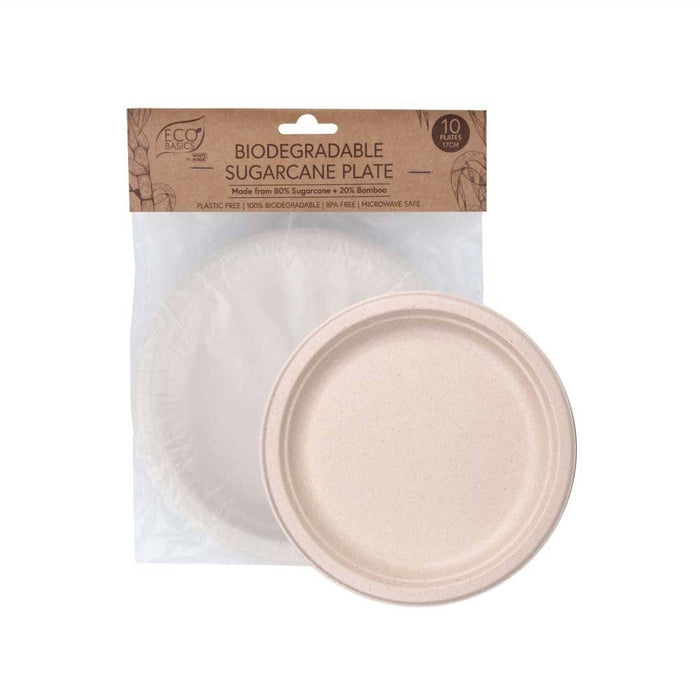 White Magic Biodegradable Sugarcane Plate 17cm - 10 Pack - L'Organic
