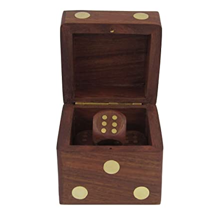 White Whale Handmade Wooden Game Dice Box With Five Dice Gifts For Christmas