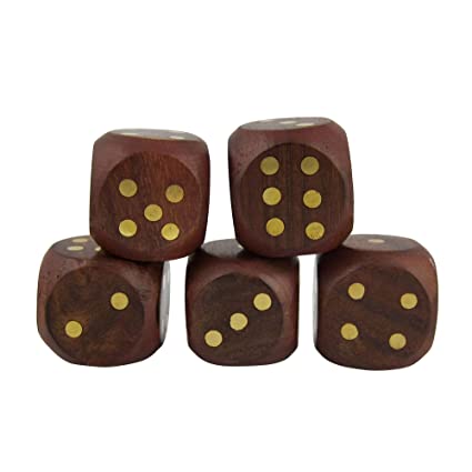 White Whale Handmade Wooden Game Dice Box With Five Dice Gifts For Christmas