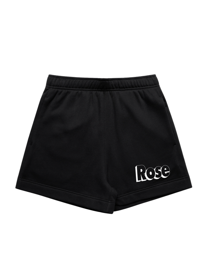 Women's White Block Letter Shorts (Black)