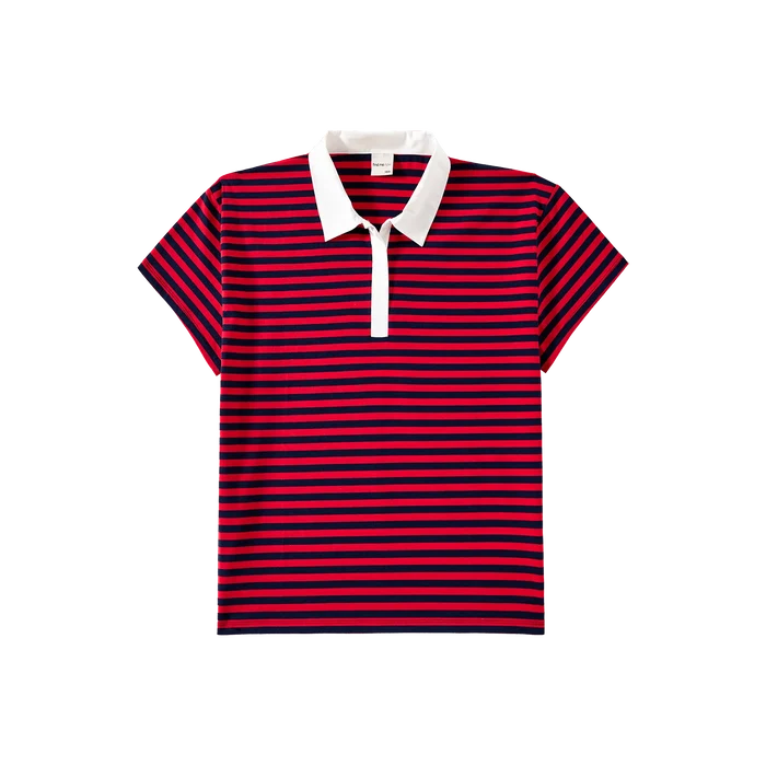 Wooju Tee in Scarlet/Navy