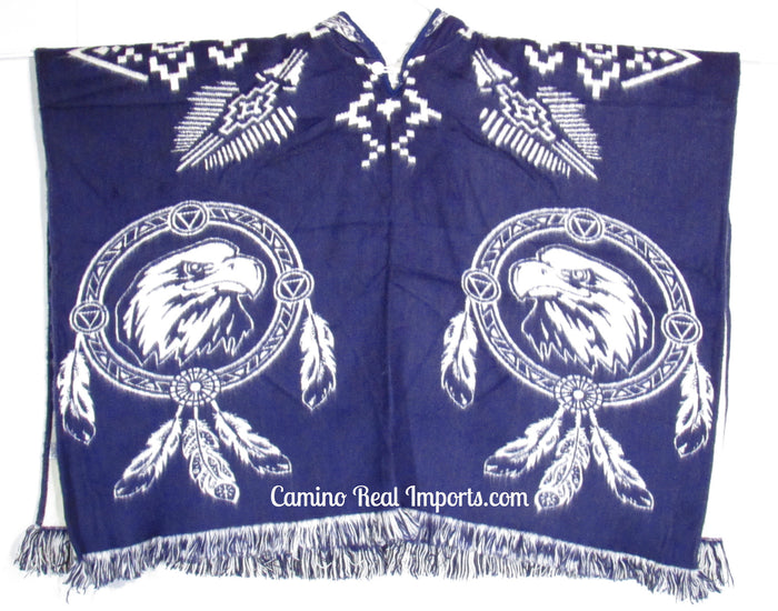 Wool Hoodie Poncho Dream Catcher EAGLE - ONE SIZE FITS ALL Serape Gaban GAE011