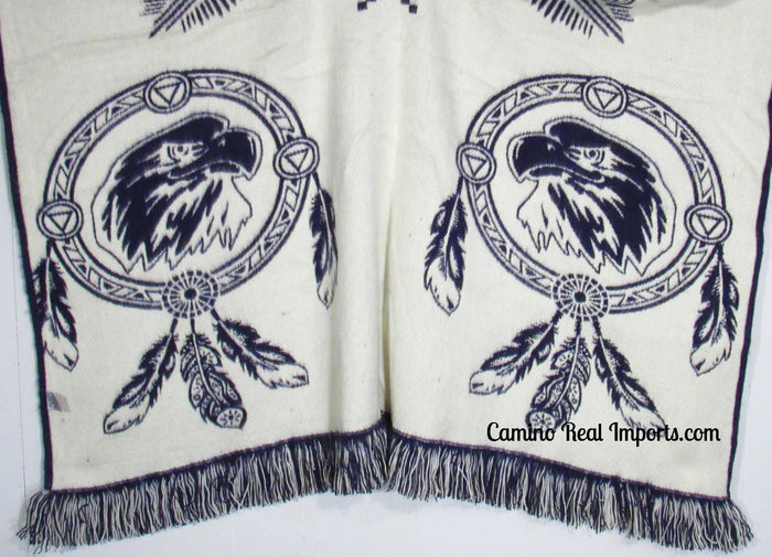 Wool Hoodie Poncho Dream Catcher EAGLE - ONE SIZE FITS ALL Serape Gaban GAE011