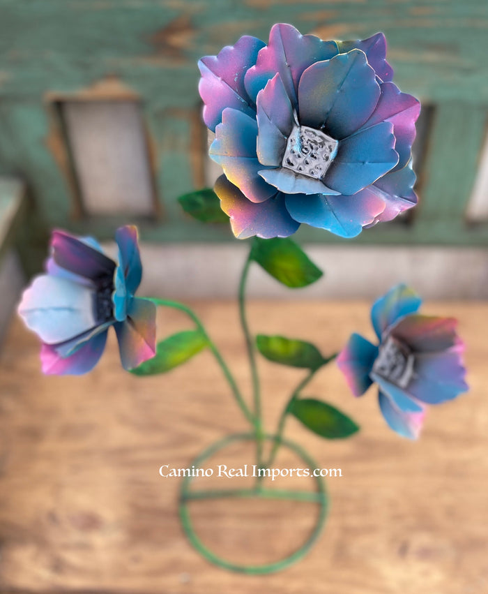 Yard Art Metal Flowers Sculpture 22"  MFLWRMS006