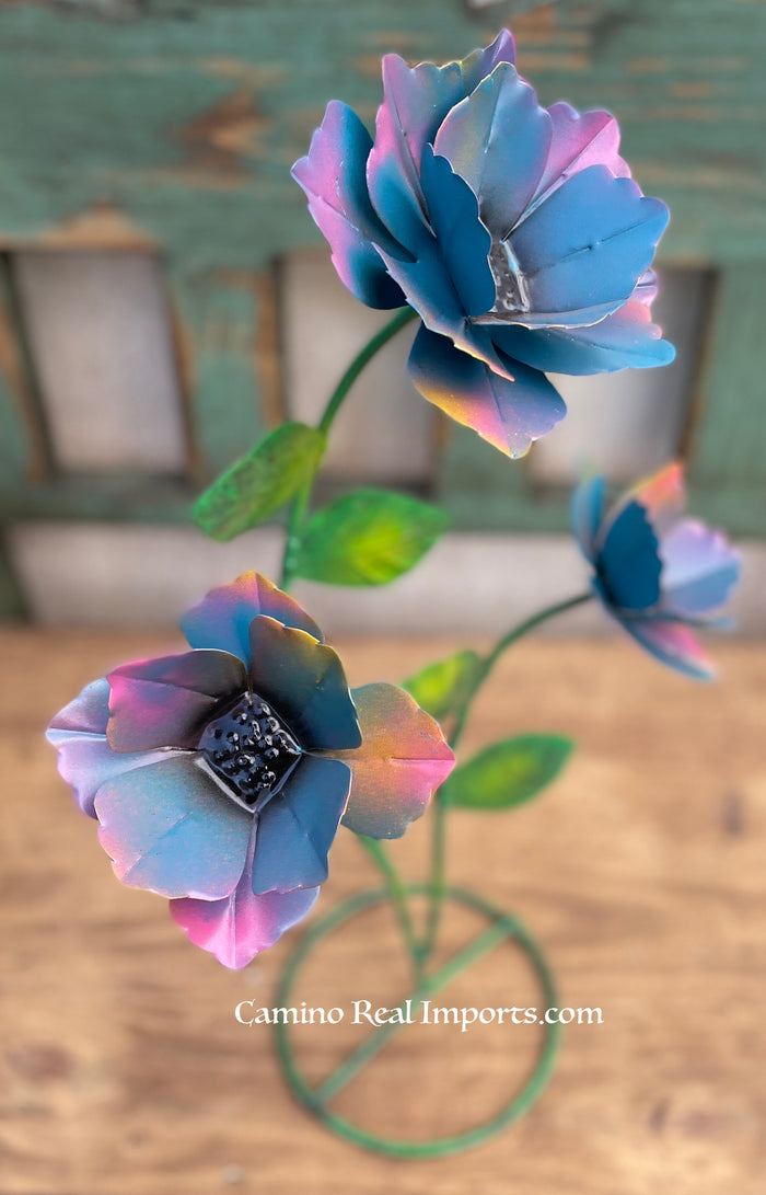 Yard Art Metal Flowers Sculpture 22"  MFLWRMS006