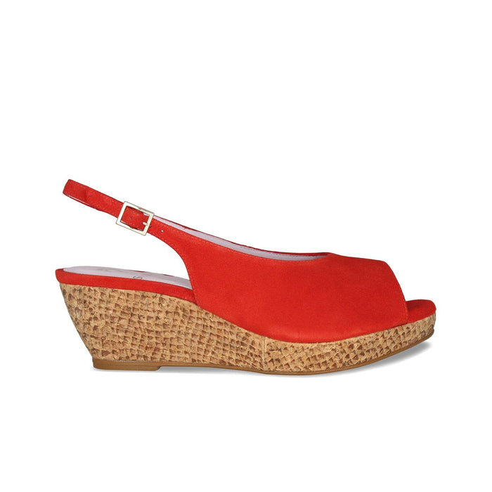 Zena: Coral Red Suede Shoes Sole Bliss